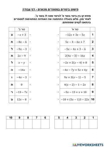 פישוט ביטויים במספרים מכוונים