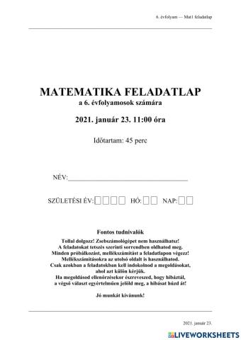 Matematika előkészítő 2021-1