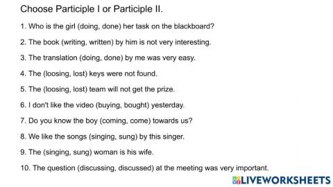Participle I - Participle II