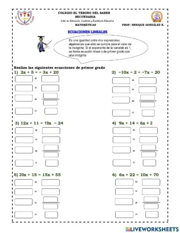 Ecuaciones de primer grado