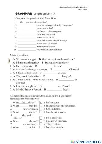 Questions simple present