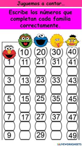 Serie numerica hasta 50