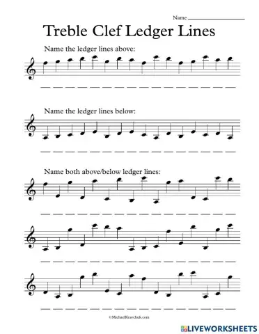 Treble Clef Leger Line Notes