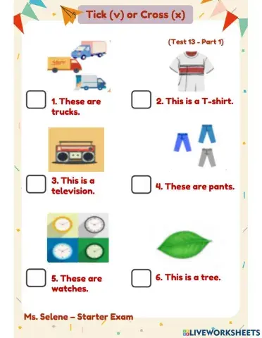 Starters Exam - Test 13 - Reading & Writing - Part 1
