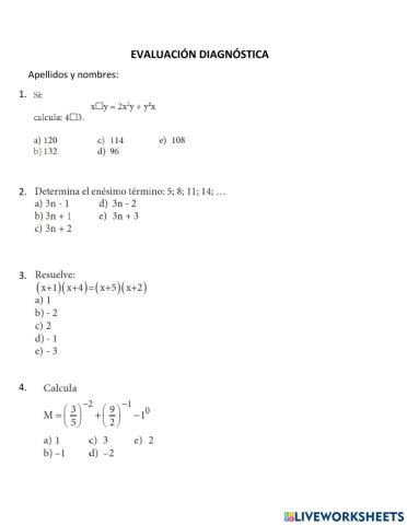 Evaluación diagnóstica