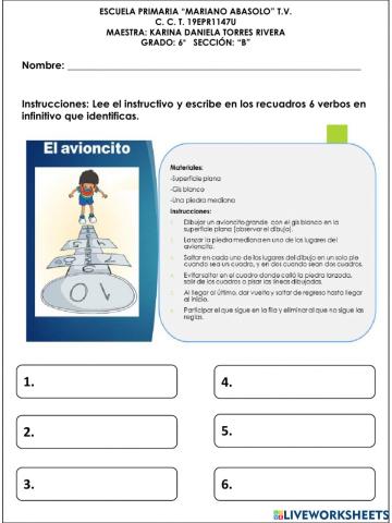 Adjetivos y verbos en infinitivo en instructivos