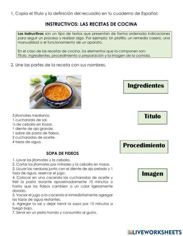 Instructivo: Las recetas