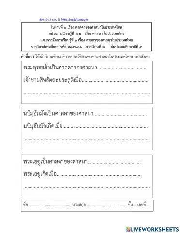 ศาสดาของศาสนาในประเทศไทย