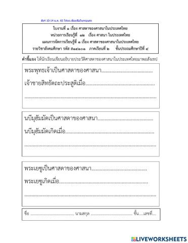 ศาสดาของศาสนาในประเทศไทย