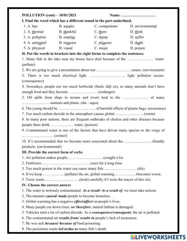 Grade 10-11- Pollution (cont)