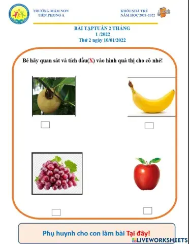 Bé hãy tích vào đáp  án đúng nhé