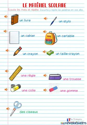 Le matériel scolaire