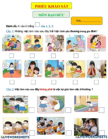 Khảo sát môn Đạo đức