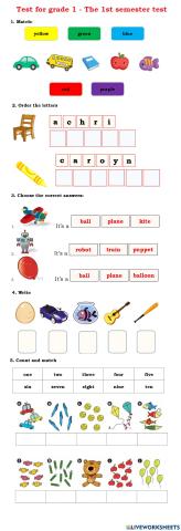 The first semester test grade 1