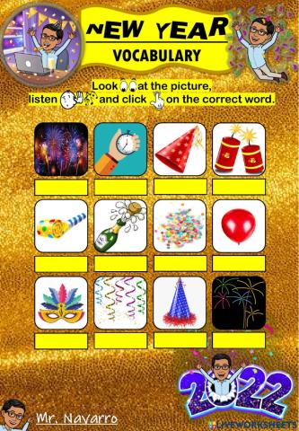 New Year Vocabulary (Look, listen and click)
