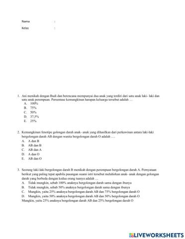 LKPD Jenis kelamin dan Golongan Darah