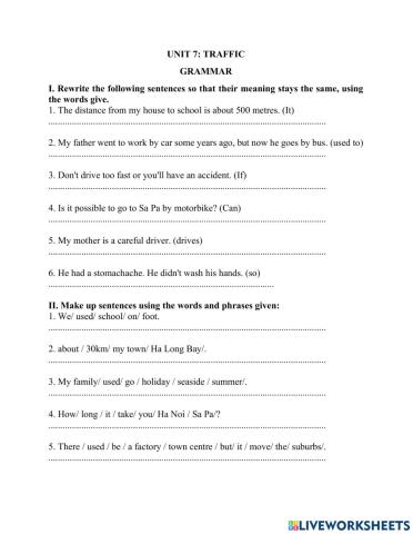 Unit 7 Traffic - Grammar