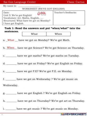 We've got English