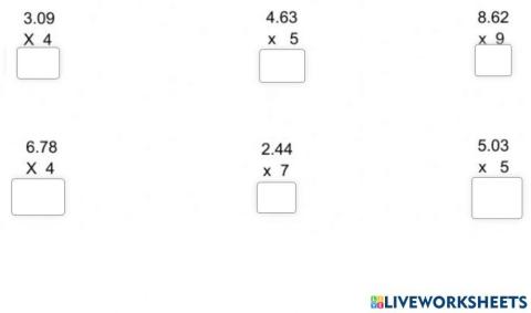 Lesson 3 - Multiply decimals by whole Numbers