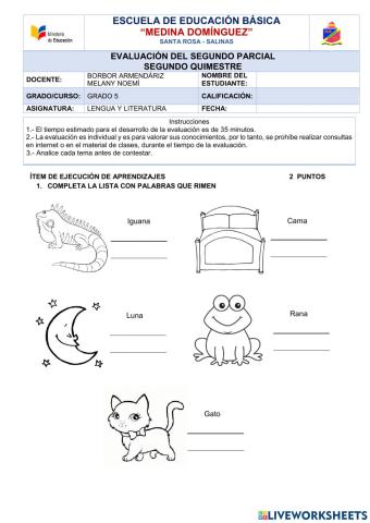Evaluación Lengua y Literatura