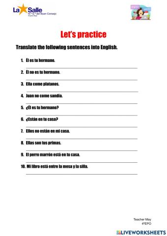 Translate the following sentences into English.