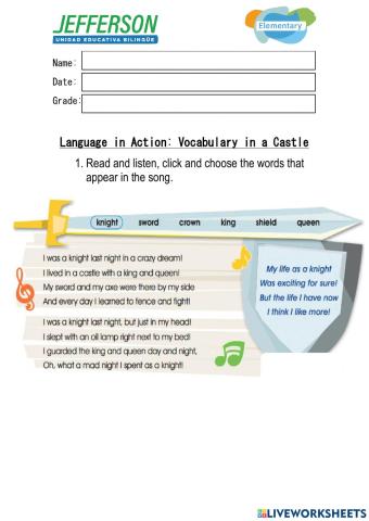 Language in Action: Vocabulary in the Castle