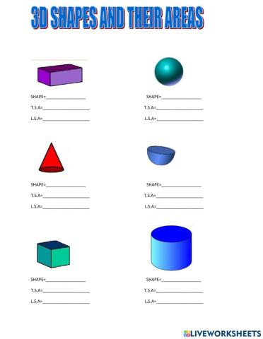 3d shapes and their surface areas