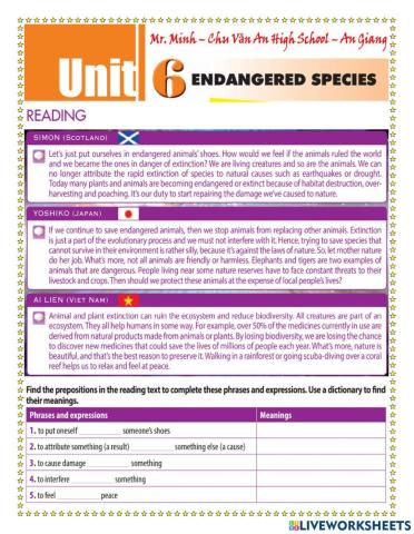 English 12 - Unit 6 - Reading Preparation