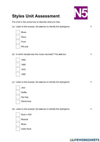 Nat 5 Tech Styles and Genres Unit