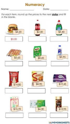 Round up to next dollar