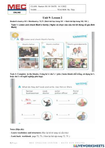 Starters 1B- Unit 9- Lesson 2