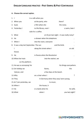 Past simple and past continuous