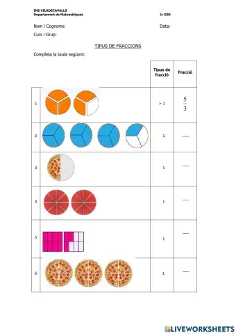 Tipus de fraccions (fitxa 2)