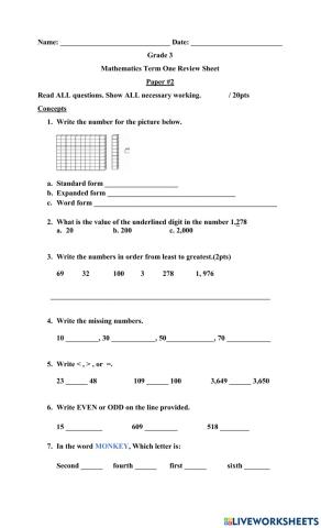 Math Review Paper -2