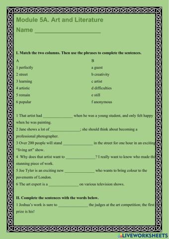 Spotlight 9. Module 5A. Art and Literature
