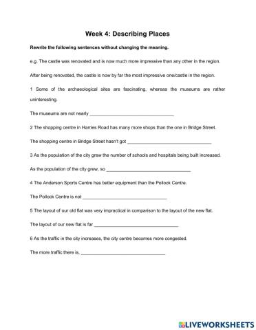 Week 3. Comparison sentence