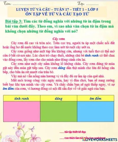 Ôn tập về từ và cấu tạo từ