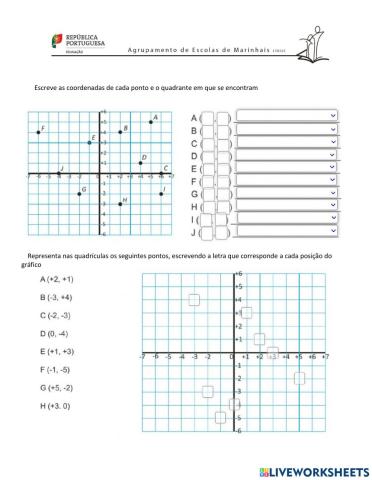 Ficha de trabalho de coordenadas