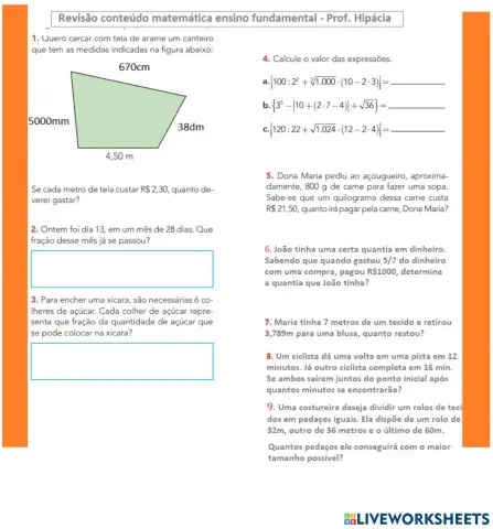 Revisão matemática frações, mmc e mdc, expressões numéricas