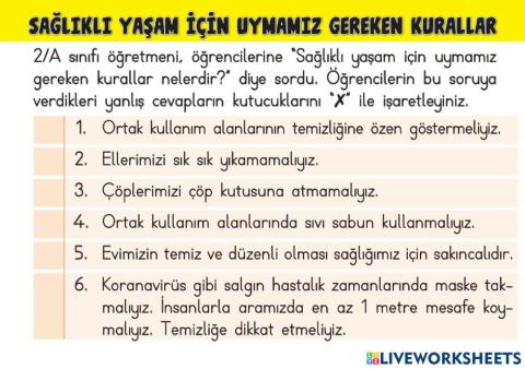 Sağlıklı Yaşam için Uymamız Gereken Kurallar