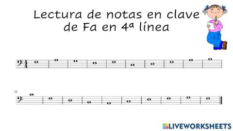 Lectura de notas en clave de Fa en 4ª línea