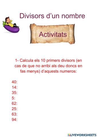 Divisors d'un nombre