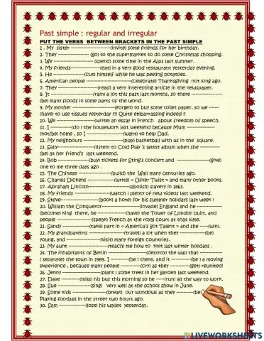 Regular and irregular verbs