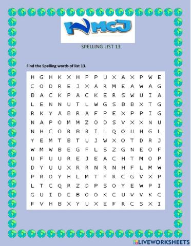 Vacation Words puzzle