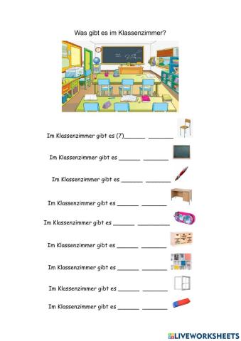 Was gibt es im Klassenzimmer? Akk.