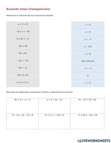 III.1.1.Ecuaciones lineales transposición