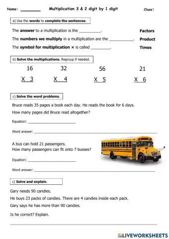 G3 t3 w2 Multiplication 3 by 1 digit