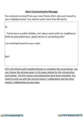 Short communicative message