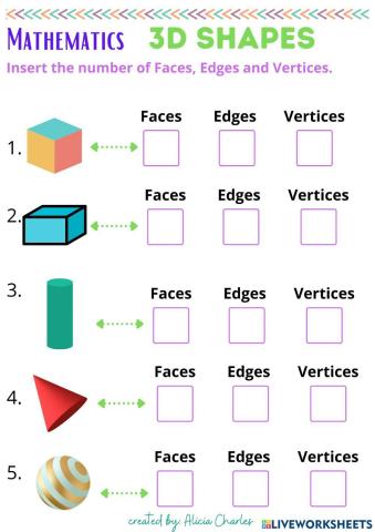 Geometry- 3D Shapes-Faces, Edges, Vertices