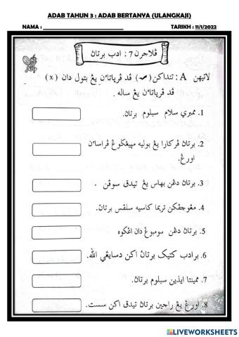 Kafa tahun 3 : adab bertanya (ulangkaji)